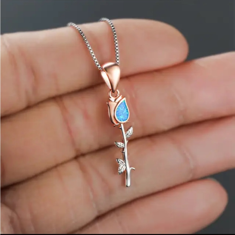 Rose Gold Silver Rose Necklace